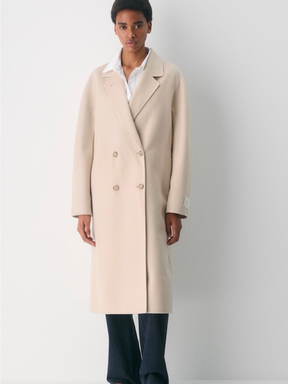 Aritzia The Slouch Double Face Coat Wool Coat in Marcona Beige XS NWT